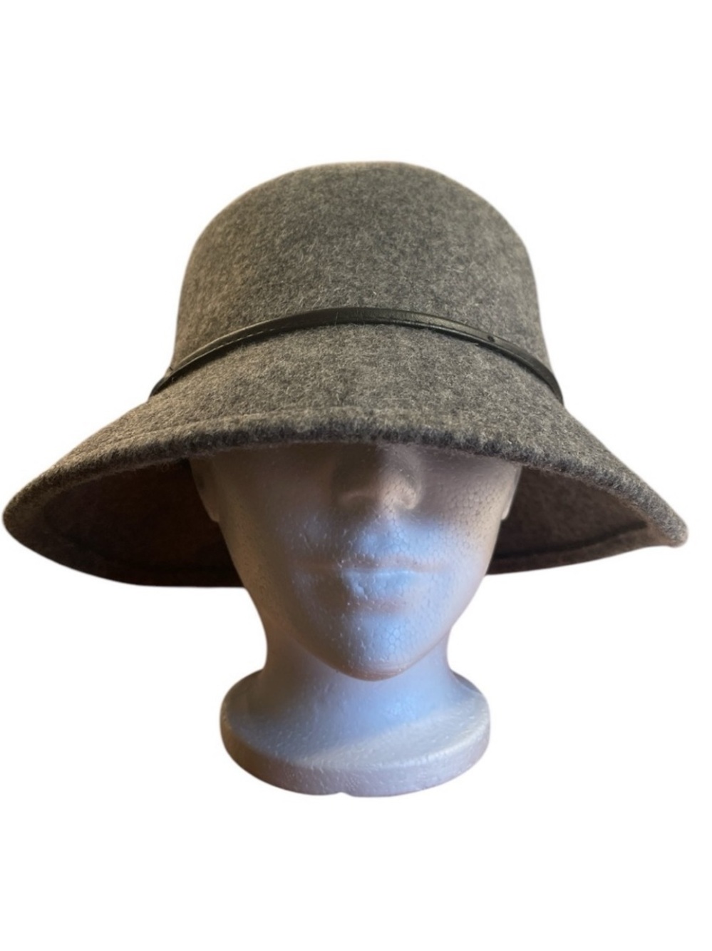 PICABO BLACK sz 57 cm (22.5") 100% Grey Boiled Wool Bucket Hat